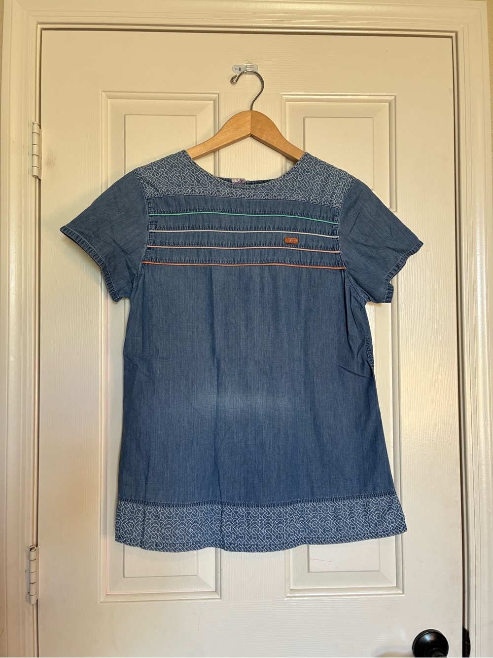 Denim Blue Short Sleeve Tunic Top - Casual Women's Tunic